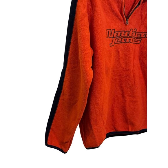 Vintage Y2K Nautica Jeans Fleece Pullover Men’s L Orange Embroidered Half-Zip Li - Picture 5 of 5